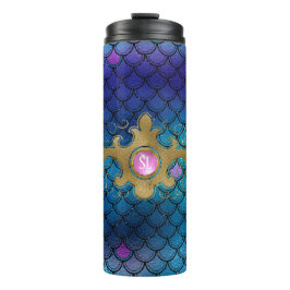 Mermaid Scales Gemstone Monogram Thermosbecher
