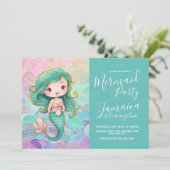 Mermaid Scales Girls Geburtstagsparty Einladung (Stehend Vorderseite)