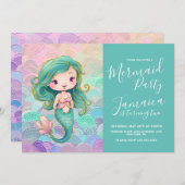 Mermaid Scales Girls Geburtstagsparty Einladung (Vorne/Hinten)