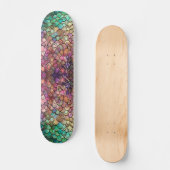 Mermaid Scales Girly Glitzer Green Lila Chic Skateboard (Vorderseite)