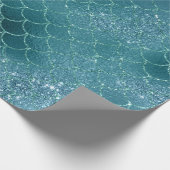Mermaid Scales Glitzer Aquamarin Aqua Tropical Geschenkpapier (Ecke)