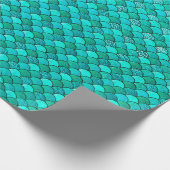 Mermaid Scales Glitzer Blue Ocean Aqua Geschenkpapier (Ecke)