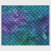 Mermaid Scales Glitzer Jungle Spark Navy Lila Geschenkpapier (Flach)