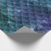 Mermaid Scales Glitzer Jungle Spark Navy Lila Geschenkpapier (Ecke)