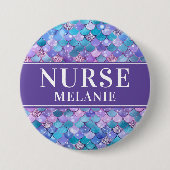 Mermaid Scales Glitzer Nurse Name Button Abzeichen (Vorderseite)