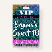 Mermaid Scales Glitzer Party Sweet 16 VIP Pass Ausweis (Rückseite)