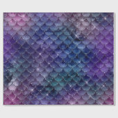 Mermaid Scales Glitzer Violet Aquamarin Navy Lila Geschenkpapier (Flach)