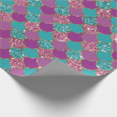 Mermaid Scales Glitzer Violet Fuchsia Aquamarine R Geschenkpapier (Ecke)