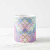 Mermaid Scales Gold Glitzer Muster rosa Monogramm Kaffeetasse (Mittel)