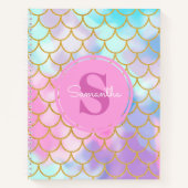 Mermaid Scales Gold Glitzer Muster rosa Monogramm Notizblock (Vorderseite)