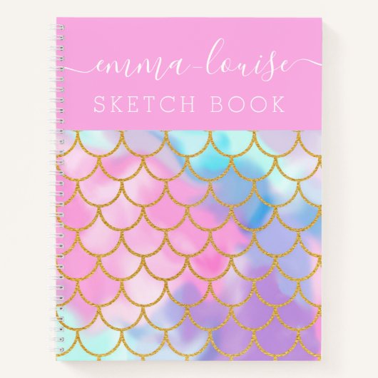 Mermaid Scales Gold Glitzer Muster Sketch Buch (Vorderseite)