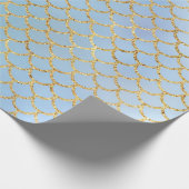 Mermaid scales ice blue gold glitter elegant geschenkpapier (Ecke)