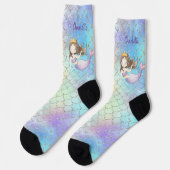 Mermaid Scales Imitate Glitzer Individuelle Name S Socken (Linkes Detail)