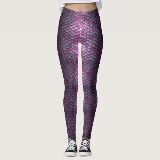 Mermaid Scales Magenta Lila Leggings (Vorderseite)