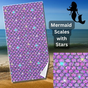 Mermaid Scales Mauve mit Sternen Strandtuch