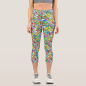 Mermaid Scales mit Gem Stones und Glitzer Capri Leggings (Vorderseite)