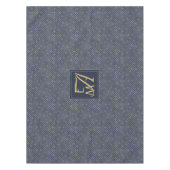 Mermaid Scales Monogram Navy Blue Gold Wohngestalt Tischdecke (Vorderseite)