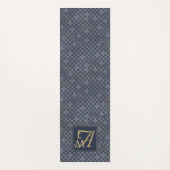 Mermaid Scales Monogram Navy Blue Gold Wohngestalt Yogamatte (Vorderseite)