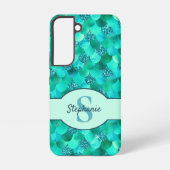 Mermaid Scales Monogram Sea Green Aqua Blue Samsung Galaxy Hülle (Rückseite)