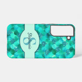 Mermaid Scales Monogram Sea Green Aqua Blue Samsung Galaxy Hülle (Rückseite (Horizontal))