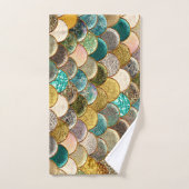 Mermaid Scales Multi Color Glitzer Glam Modern Badhandtuch Set (Handtuch)