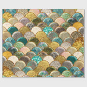 Mermaid Scales Multicolor Glitter Glam Trendy Geschenkpapier (Flach)