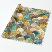 Mermaid Scales Multicolor Glitter Glam Trendy Geschenkpapier (Ungerollt)