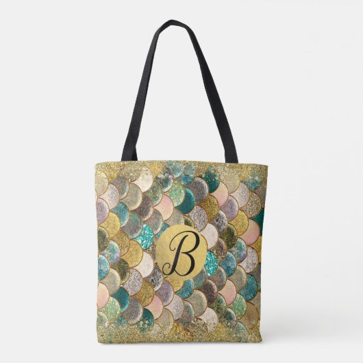 Mermaid Scales Multicolor Glitter Glam Trendy Tasche (Rückseite)