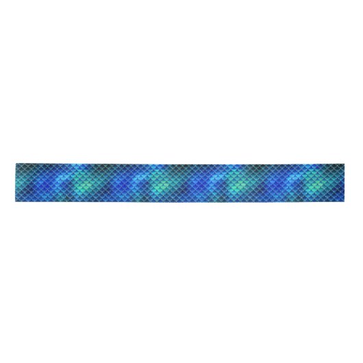 Mermaid Scales Muster Blue ID600 Satinband (Vorderseite)