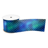 Mermaid Scales Muster Blue ID600 Satinband (Spule)