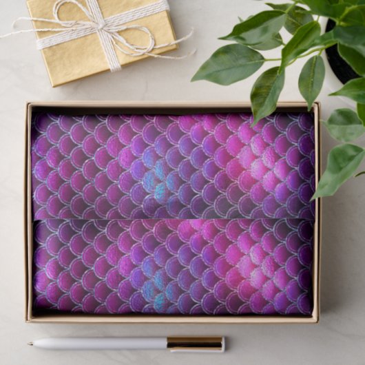 Mermaid Scales Muster Pink ID600 Seidenpapier (Geschenk)
