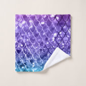 Mermaid Scales on Unicorn Girls Glitzer #19 Badhandtuch Set (Waschlappen)