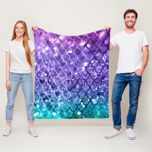 Mermaid Scales on Unicorn Girls Glitzer #19 Fleecedecke (Beispiel)