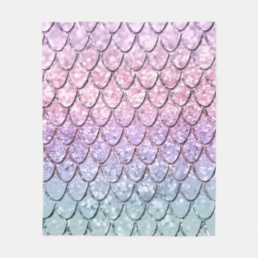 Mermaid Scales on Unicorn Girls Glitzer #1 #shiny Fleecedecke (Vorderseite)