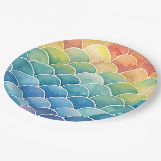 Mermaid Scales Pappteller (Schrägansicht)