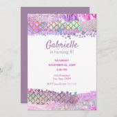 Mermaid Scales Pastel Kindergeburtstag Einladung (Vorne/Hinten)