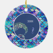 Mermaid Scales Pattern Girls Name Weihnachten Keramik Ornament (Hinten)