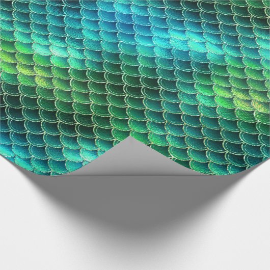 Mermaid Scales Pattern Green ID600 Geschenkpapier (Ecke)
