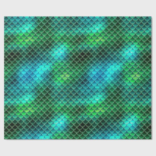Mermaid Scales Pattern Green ID600 Geschenkpapier (Flach)