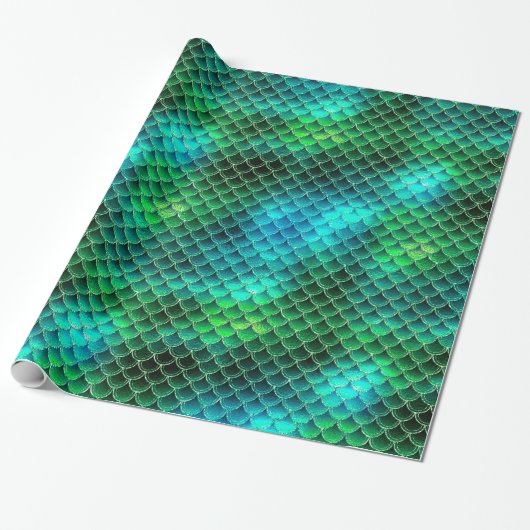 Mermaid Scales Pattern Green ID600 Geschenkpapier (Ungerollt)