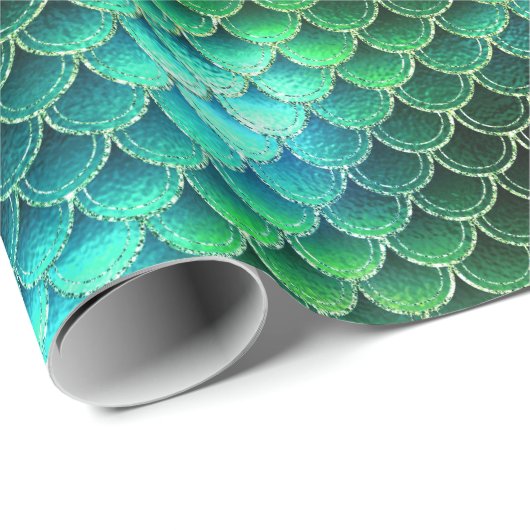 Mermaid Scales Pattern Green ID600 Geschenkpapier (Rolleneckpunkt)