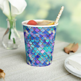 Mermaid Scales Pattern Little Girls Birthday Party Pappbecher