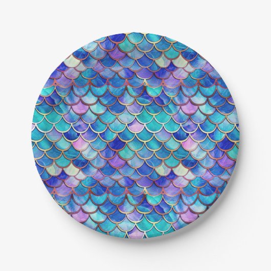Mermaid Scales Pattern Little Girls Birthday Party Pappteller (Vorderseite)