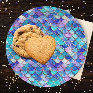 Mermaid Scales Pattern Little Girls Geburtstagspar Pappteller