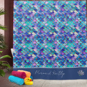 Mermaid Scales Pattern Monogrammed Girls Name Duschvorhang