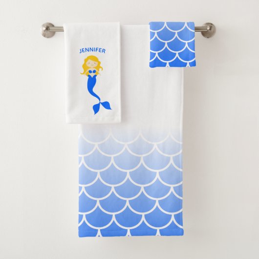 Mermaid Scales Personalisiert Bath Handtuch Set (Insitu)