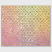 Mermaid Scales Pink Lila Gold Grün Geschenkpapier (Flach)