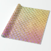 Mermaid Scales Pink Lila Gold Grün Geschenkpapier (Ungerollt)