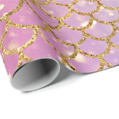 Mermaid Scales Pink Lila Gold Grün Geschenkpapier (Rolleneckpunkt)