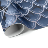 Mermaid Scales Pink Rose Glitzer Blue Navy Bridal Geschenkpapier (Rolleneckpunkt)
